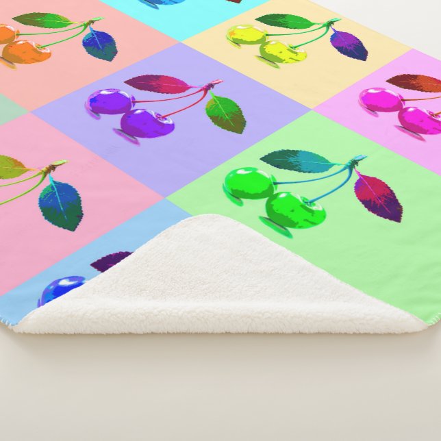 Colourful Cherries - Pop Art  Sherpa Blanket (3/4)
