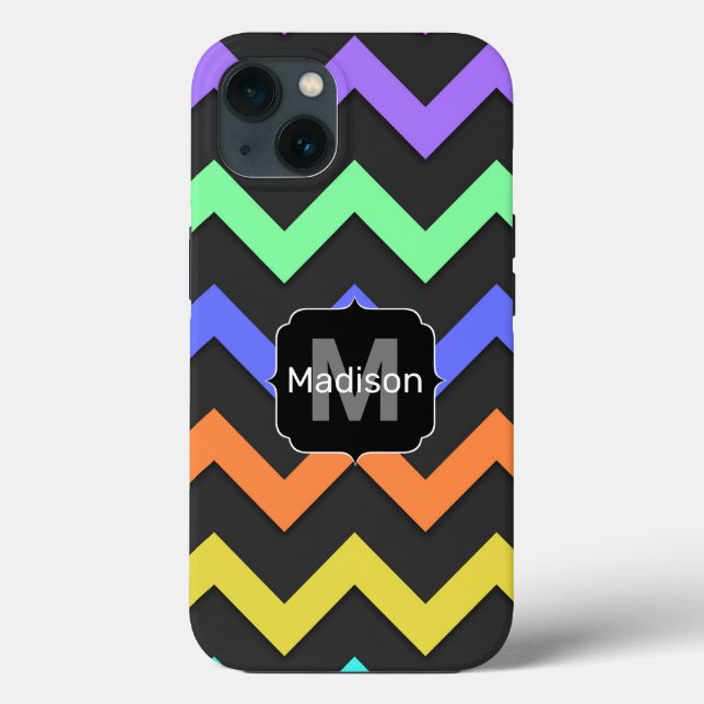 Colourful Chevron Cool Summer Fun Pattern Monogram Case-Mate iPhone Case (Back)