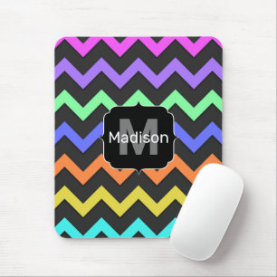 Colourful Chevron Cool Summer Fun Pattern Monogram Mouse Pad