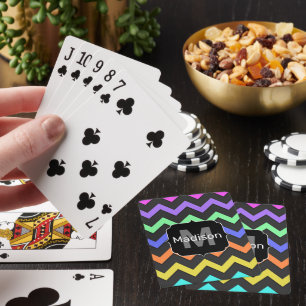 Colourful Chevron Cool Summer Fun Pattern Monogram Playing Cards