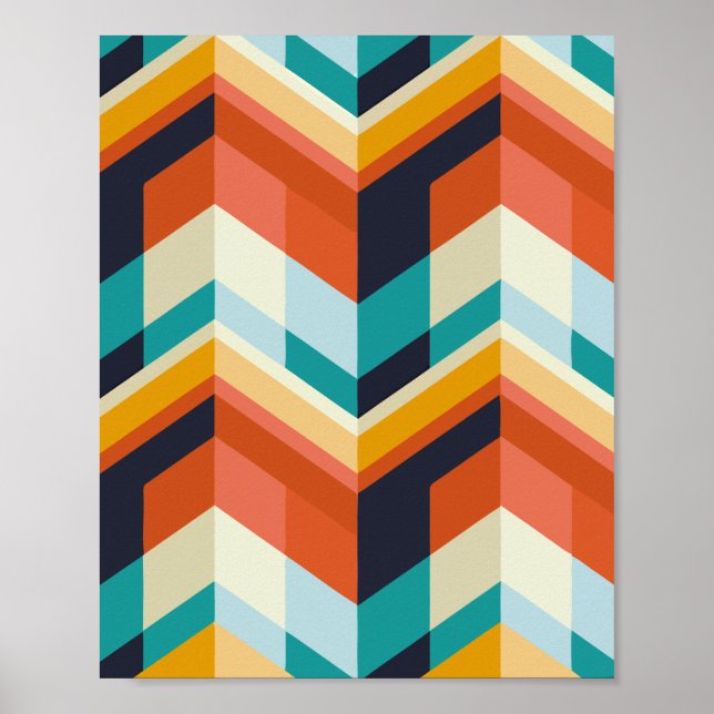 Colourful Chevron Geometric Pattern Poster (Front)