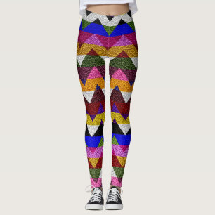 Colourful Chevron Modern Leather #14 Leggings