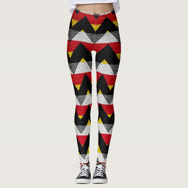 Colourful Chevron Modern Leather #4 Leggings (Front)