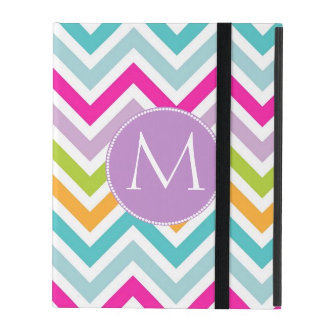 Colourful Chevron Monogram iPad Case (Front Closed)