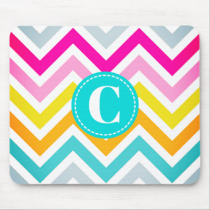 Colourful Chevron Monogrammed Mouse Pad