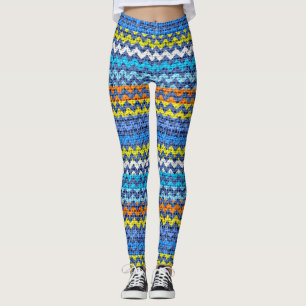 Colourful Chevron Pattern Burlap Look #2 Leggings