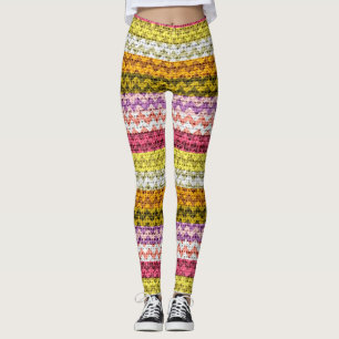 Colourful Chevron Pattern Burlap Look #8 Leggings