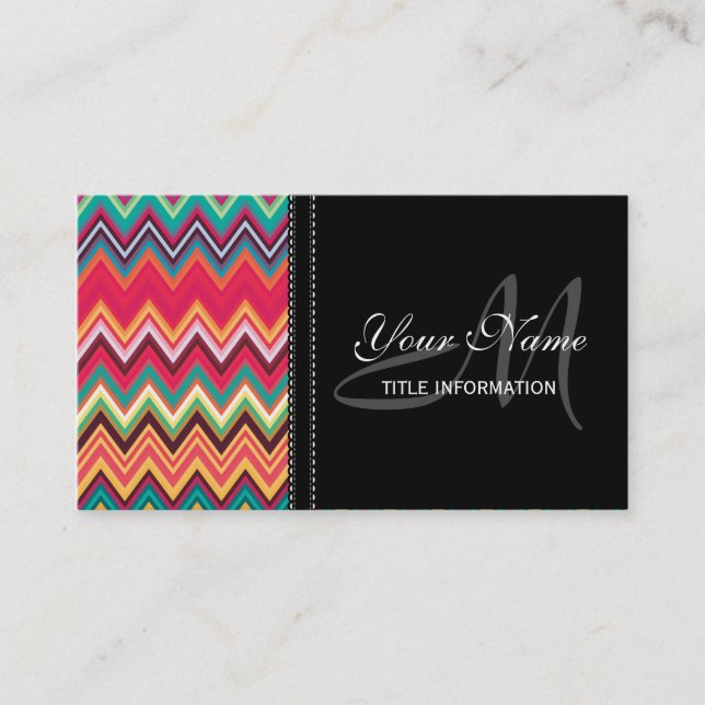 Colourful Chevron Pattern Business Card (Front)
