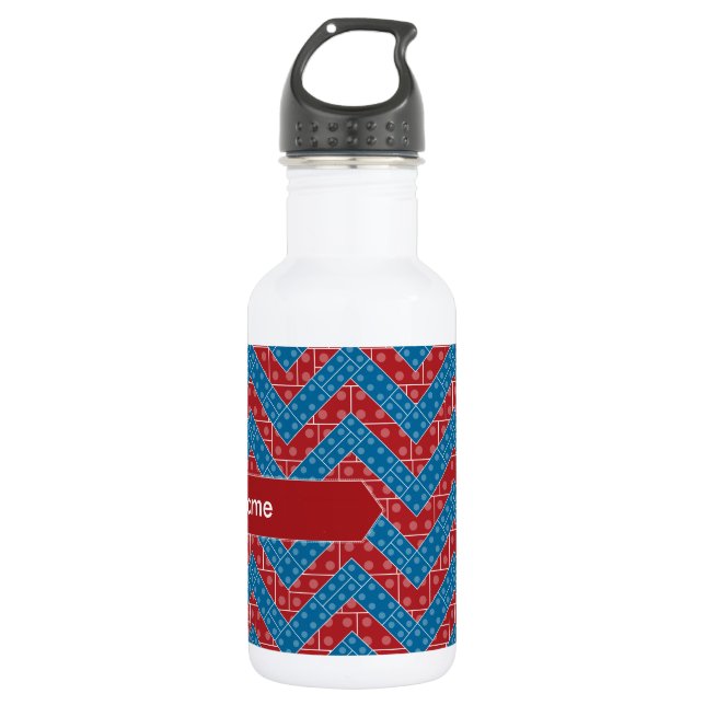 Colourful Chevron Pattern with Bricks Red Blue 532 Ml Water Bottle (Front)