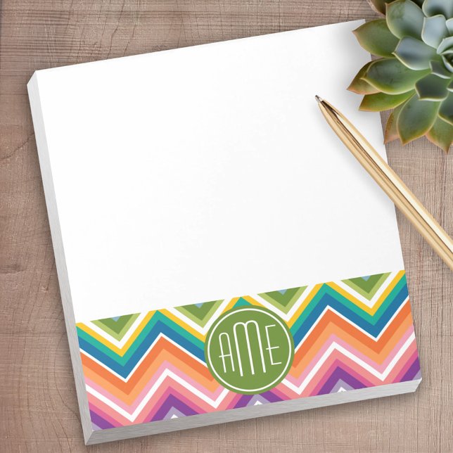 Colourful Chevron Pattern with Monogram Notepad (Personalized notepad - great for a gift or your home office)