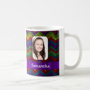Colourful chevron photo template coffee mug