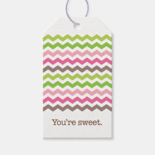 Colourful chevron stripe gift tags