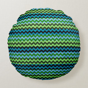 Colourful Chevron Stripes #2 Round Cushion
