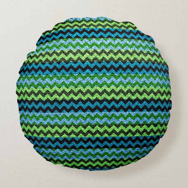 Colourful Chevron Stripes #2 Round Cushion (Front)