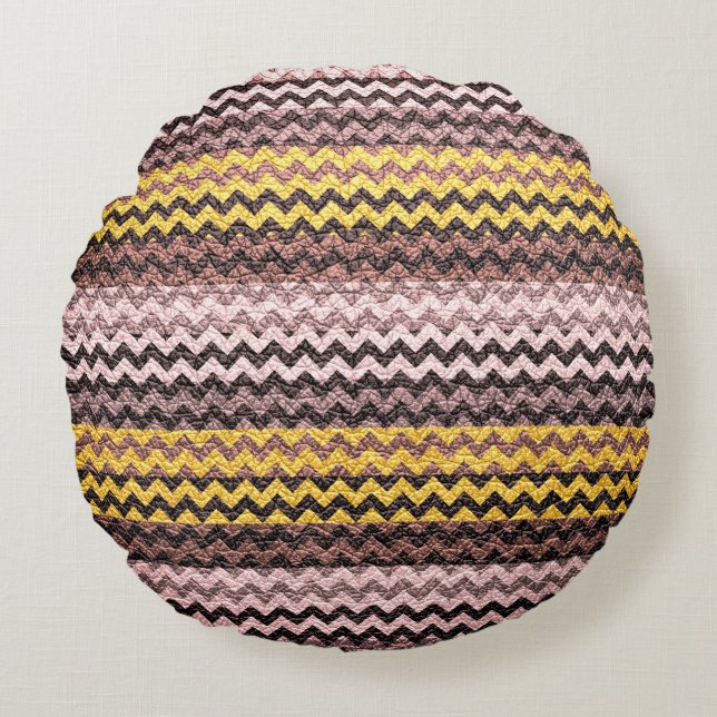 Colourful Chevron Stripes #3 Round Cushion (Front)