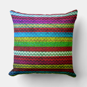 Colourful Chevron Stripes Leather Look #41 Cushion