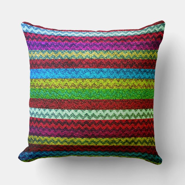 Colourful Chevron Stripes Leather Look #41 Cushion (Front)