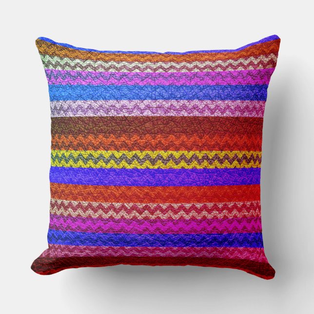 Colourful Chevron Stripes Leather Look #44 Cushion (Front)