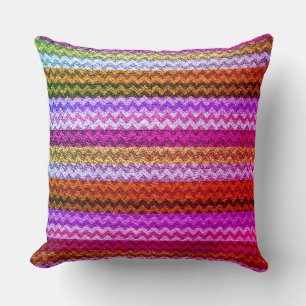 Colourful Chevron Stripes Leather Look #49 Cushion