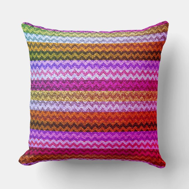 Colourful Chevron Stripes Leather Look #49 Cushion (Front)