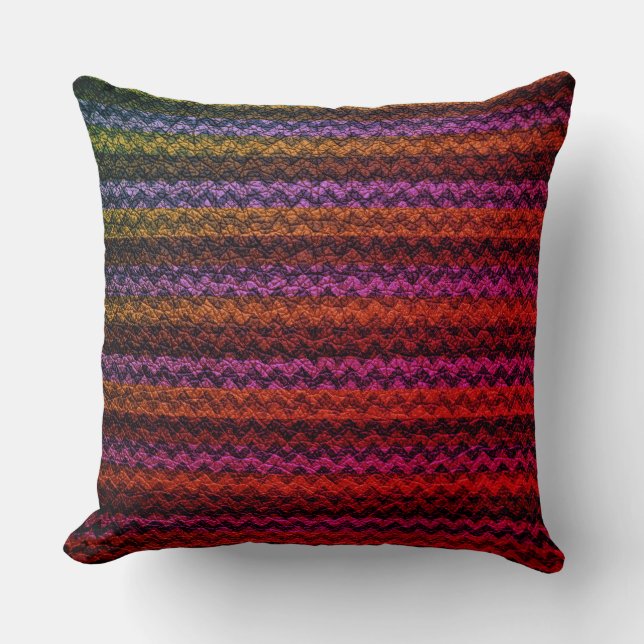 Colourful Chevron Stripes Leather Look #80 Cushion (Front)