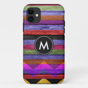 Colourful Chevron Stripes On Wood #12 Case-Mate iPhone Case