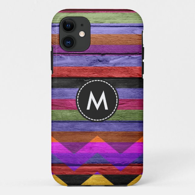 Colourful Chevron Stripes On Wood #12 Case-Mate iPhone Case (Back)