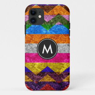 Colourful Chevron Stripes Vintage #7 iPhone 11 Case