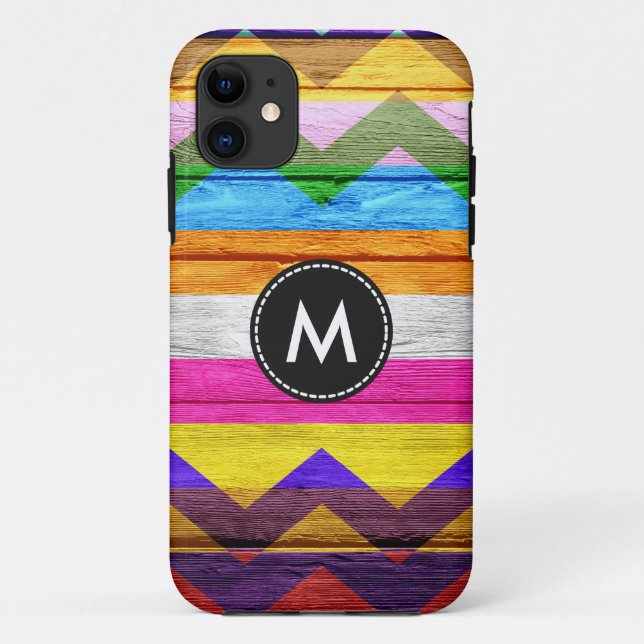 Colourful Chevron Stripes Wood #7 Case-Mate iPhone Case (Back)