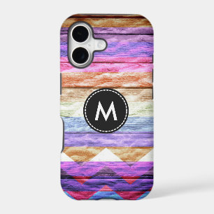 Colourful Chevron Stripes Wood Vintage #7