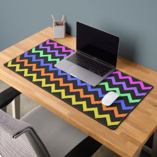 Colourful Chevron Vibrant Cool retro Fun Pattern Desk Mat