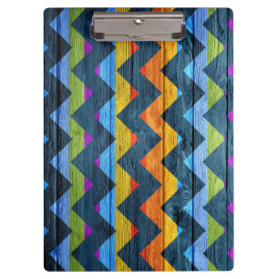 Colourful Chevron Wood Abstract Clipboard
