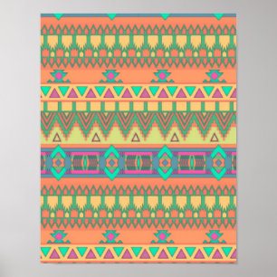 Colourful Chevron Zig Zag Tribal Aztec Ikat Poster