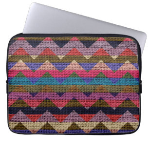 Colourful Chevron Zigzag Burlap Jute #2 Laptop Sleeve