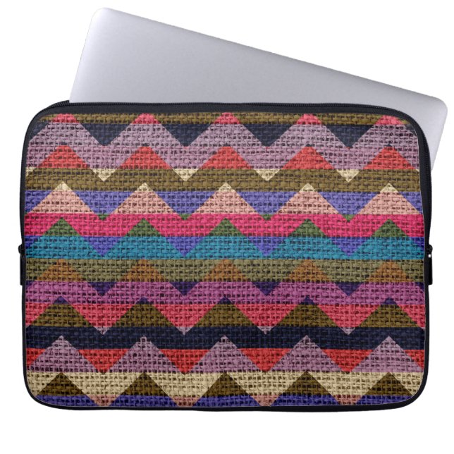 Colourful Chevron Zigzag Burlap Jute #2 Laptop Sleeve (Front)