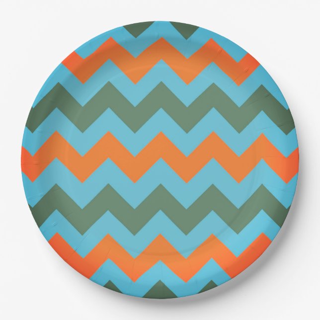 Colourful Chevron Zigzag Pattern #118 Paper Plate (Front)