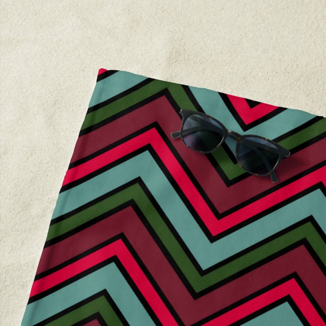 Colourful chevron zigzag pattern beach towel (In Situ)