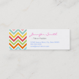 Colourful Chevron Zigzag Stripes Pattern Mini Business Card