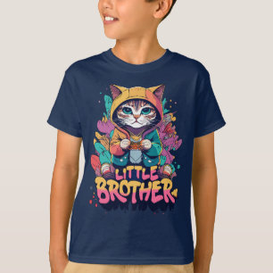 Colourful Chibi Hooded Cat Little Brother T-Shirt