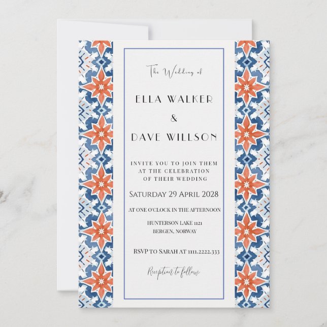 Colourful Chic Abstract Elegance Tile Wedding Invitation (Front)