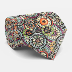 Colourful Chic Abstract Floral Circles Art Pattern Tie