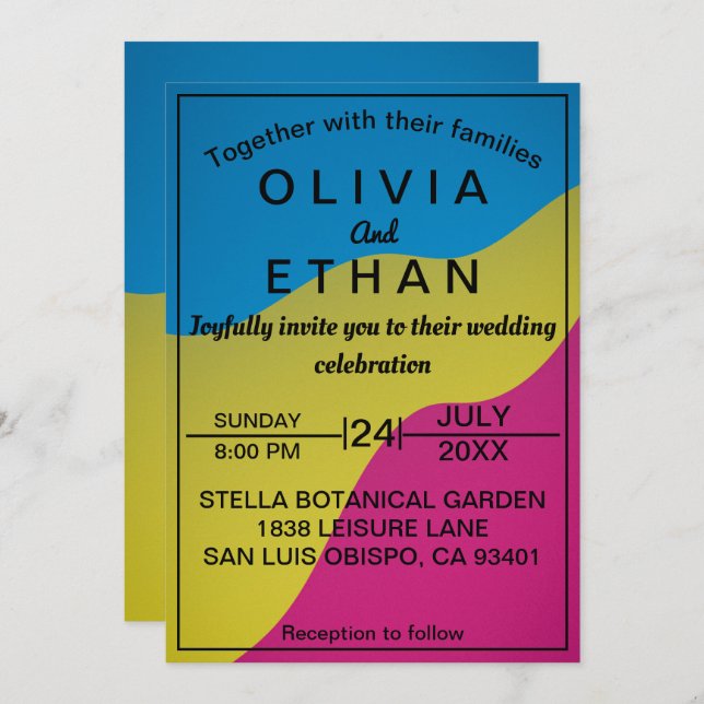 Colourful chic abstract minimal Wedding Invitation (Front/Back)