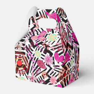 Colourful chic black white flowers pattern favour  box