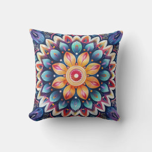 Colourful Chic Boho Mandala Pattern Cushion