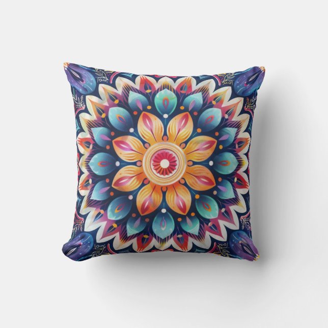Colourful Chic Boho Mandala Pattern  Cushion (Front)