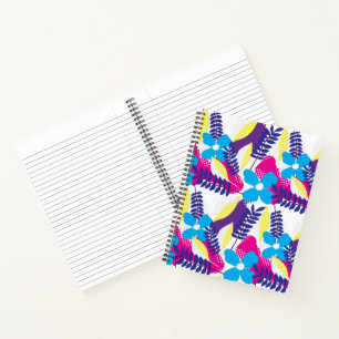 Colourful Chic Floral & Dot Pattern with Leaves Notebook