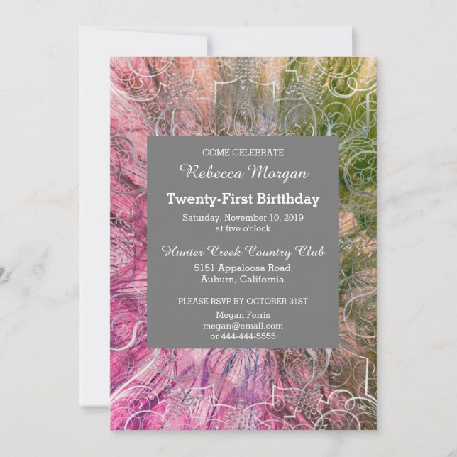 Colourful Chic Glitzy Birthday Invitation (Front)