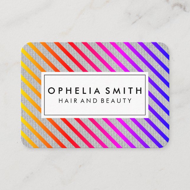 Colourful Chic Stripes Texture Business Card (Front)