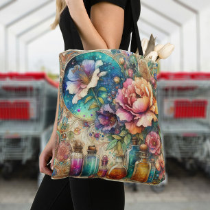 Colourful Chic Vintage Art Nouveau Floral Tote Bag