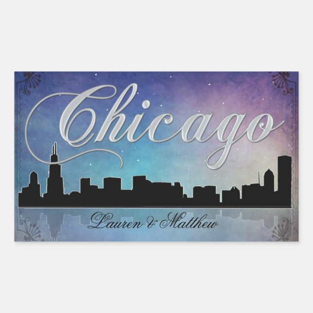 Colourful Chicago Illinois skyline Rectangular Sticker (Front)